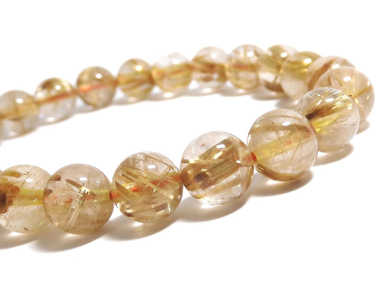 Rutilated Quartz AAA- Round 8mm 1strand beads (Bracelet) NO.1 [One of a kind]