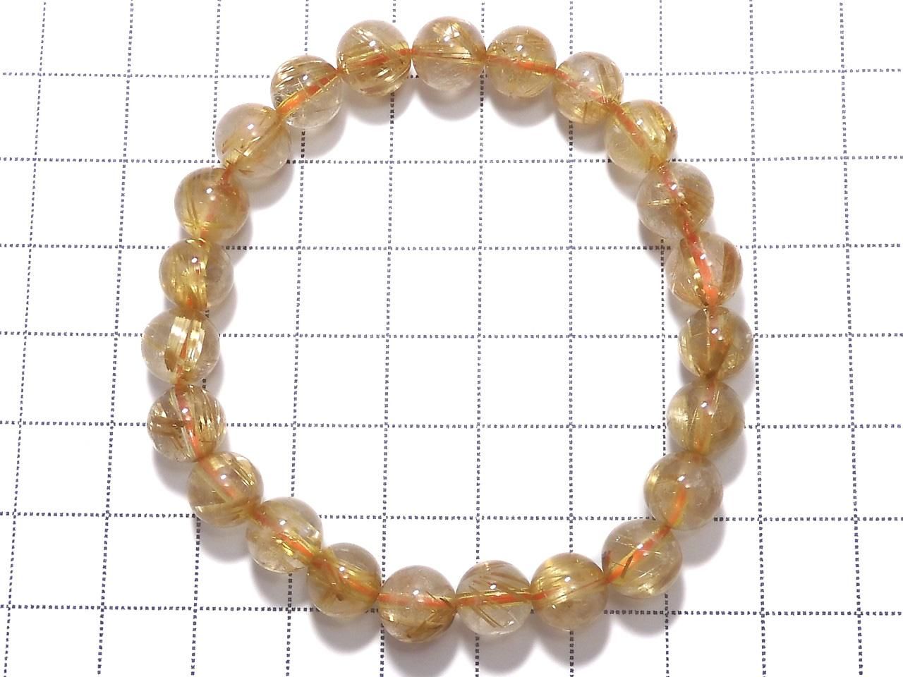 Rutilated Quartz AAA- Round 8mm 1strand beads (Bracelet) NO.1 [One of a kind]