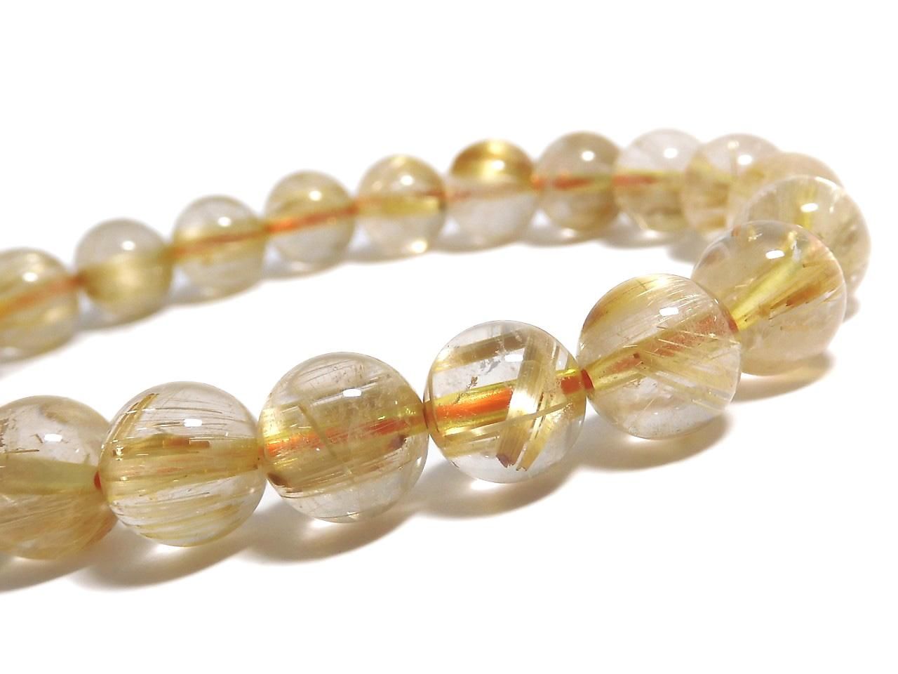 Rutilated Quartz AAA- Round 8.5mm 1strand beads (Bracelet) NO.2 [One of a kind]