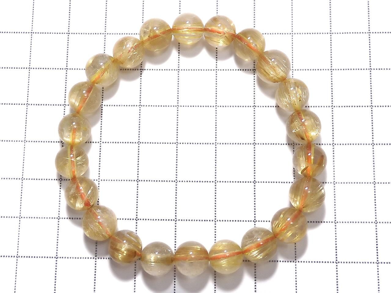 Rutilated Quartz AAA- Round 8.5mm 1strand beads (Bracelet) NO.2 [One of a kind]