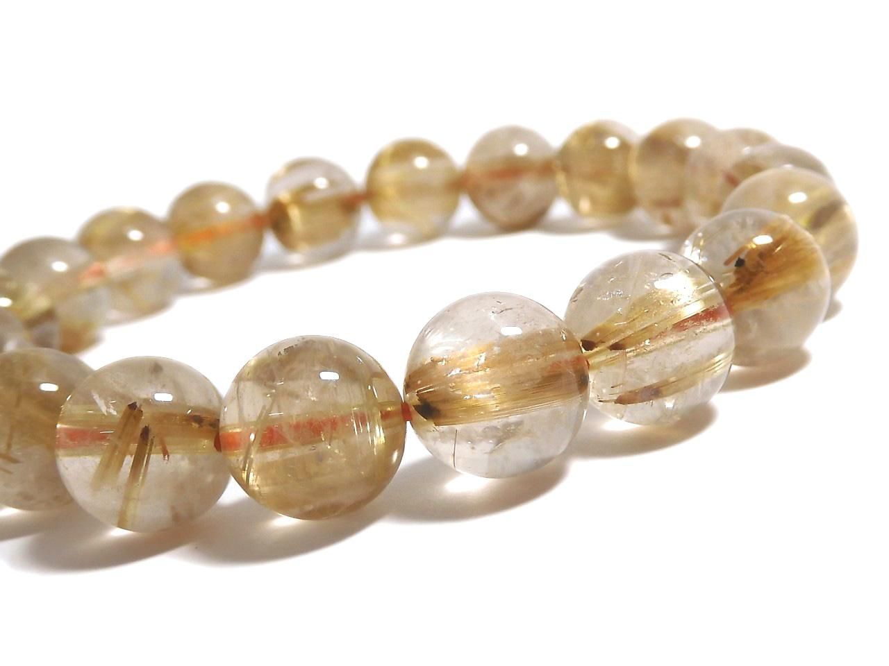Rutilated Quartz AAA- Round 9.5mm 1strand beads (Bracelet) NO.3 [One of a kind]