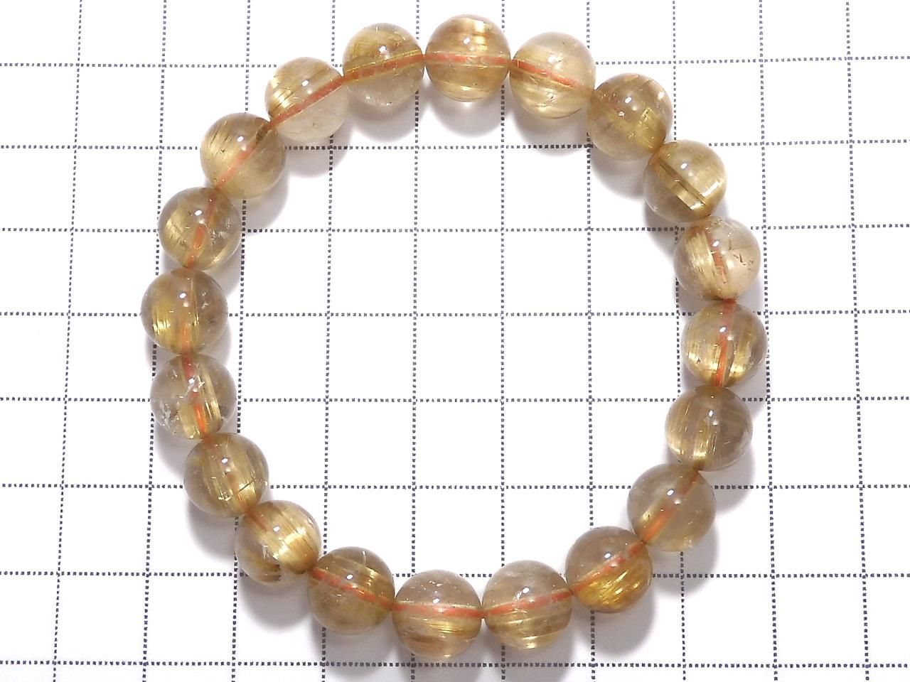 Rutilated Quartz AAA- Round 9.5mm 1strand beads (Bracelet) NO.3 [One of a kind]