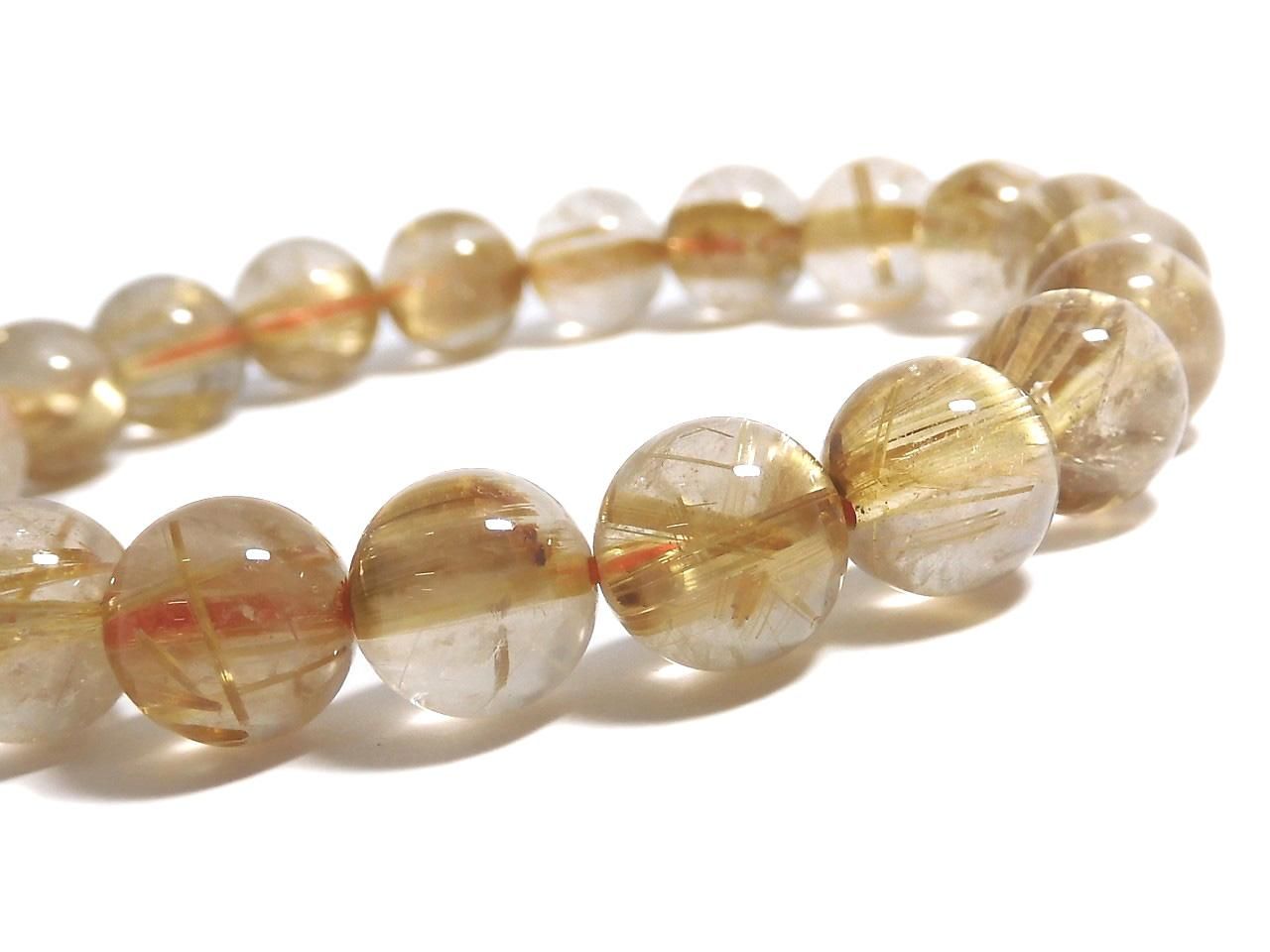 Rutilated Quartz AAA- Round 9mm 1strand beads (Bracelet) NO.4 [One of a kind]