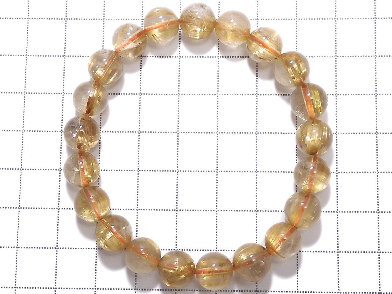 Rutilated Quartz AAA- Round 9mm 1strand beads (Bracelet) NO.4 [One of a kind]