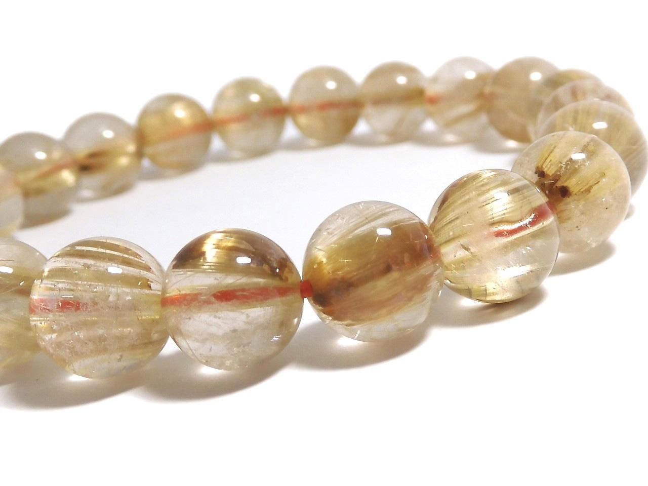 Rutilated Quartz AAA- Round 9mm 1strand beads (Bracelet) NO.5 [One of a kind]