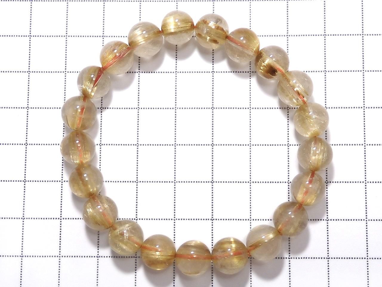 Rutilated Quartz AAA- Round 9mm 1strand beads (Bracelet) NO.5 [One of a kind]