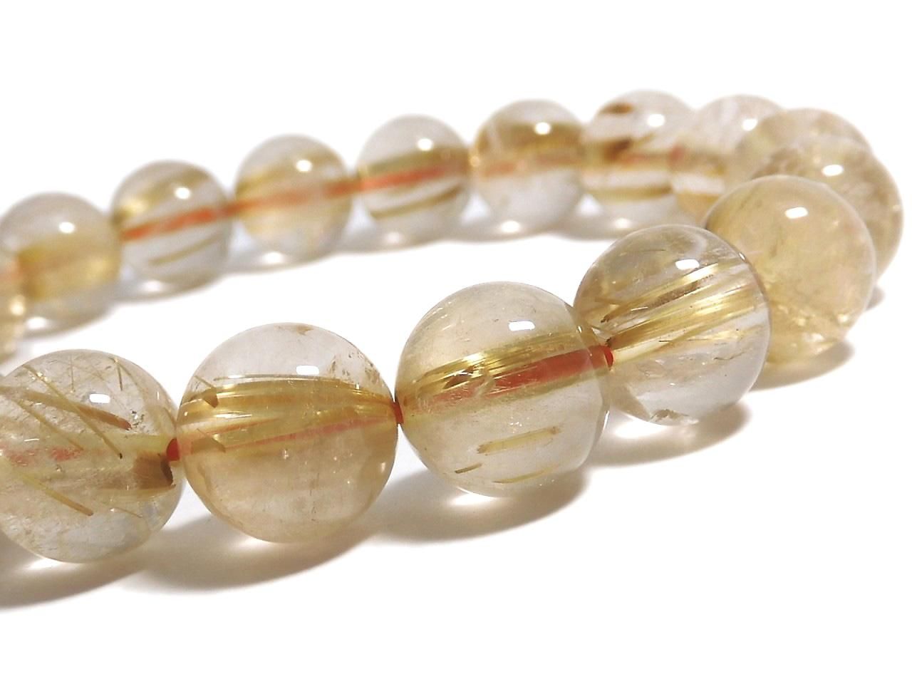 Rutilated Quartz AAA- Round 10mm 1strand beads (Bracelet) NO.6 [One of a kind]