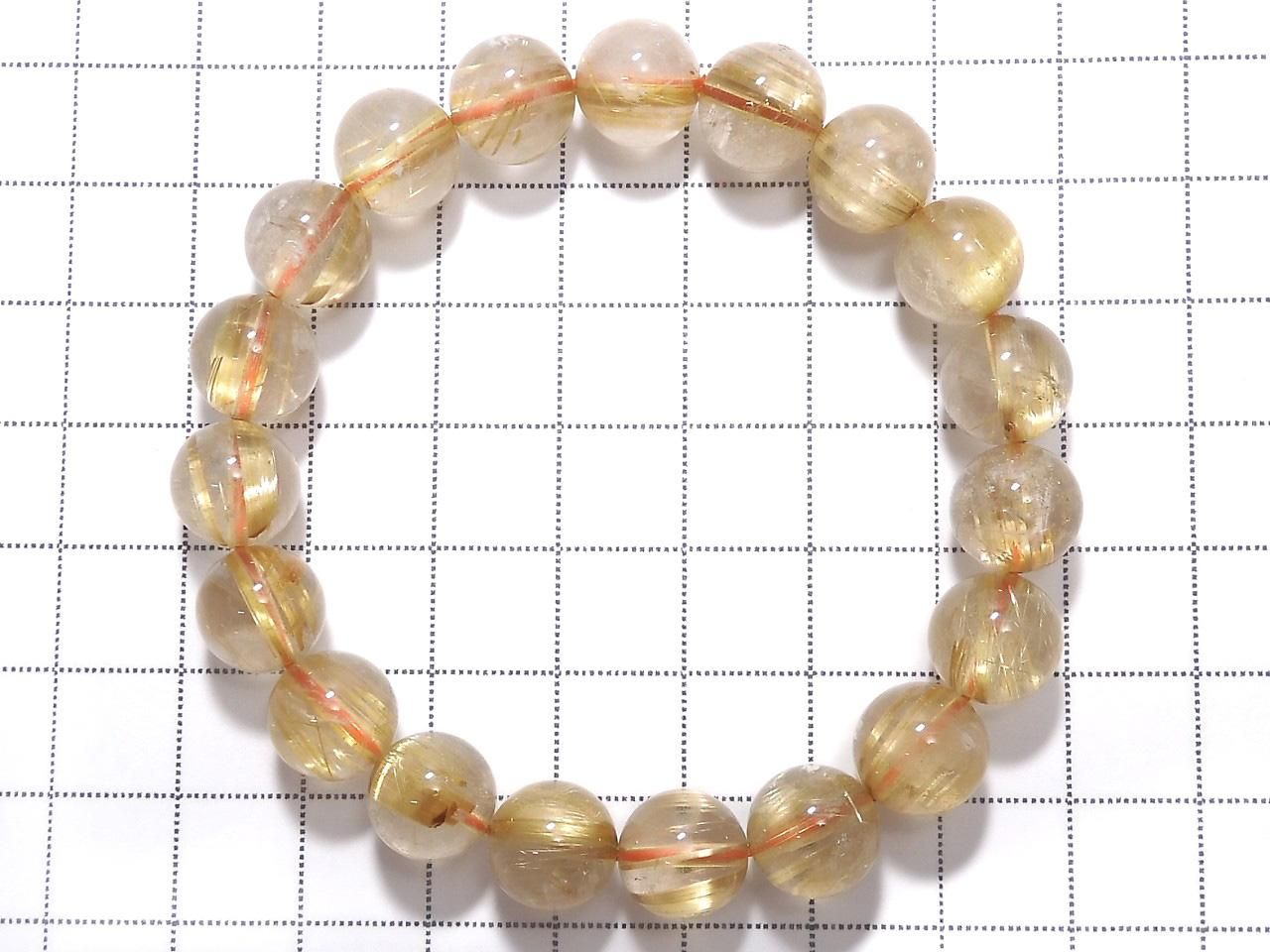 Rutilated Quartz AAA- Round 10mm 1strand beads (Bracelet) NO.6 [One of a kind]