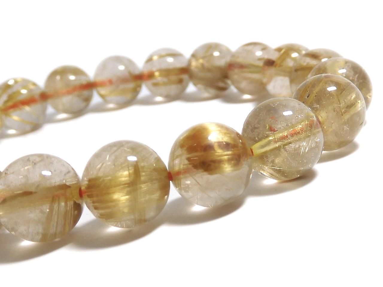 Rutilated Quartz AAA- Round 9.5mm 1strand beads (Bracelet) NO.7 [One of a kind]