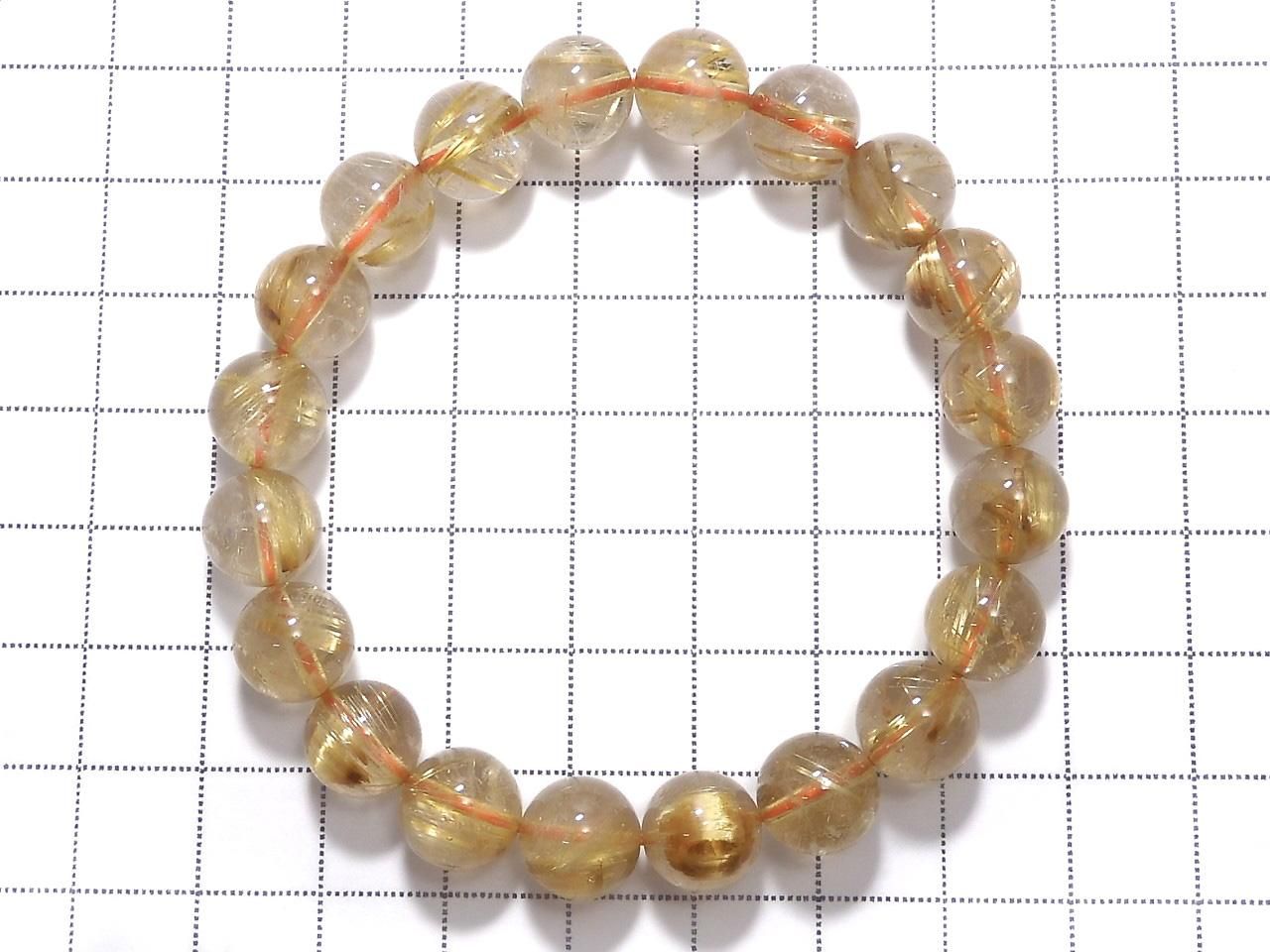 Rutilated Quartz AAA- Round 9.5mm 1strand beads (Bracelet) NO.7 [One of a kind]