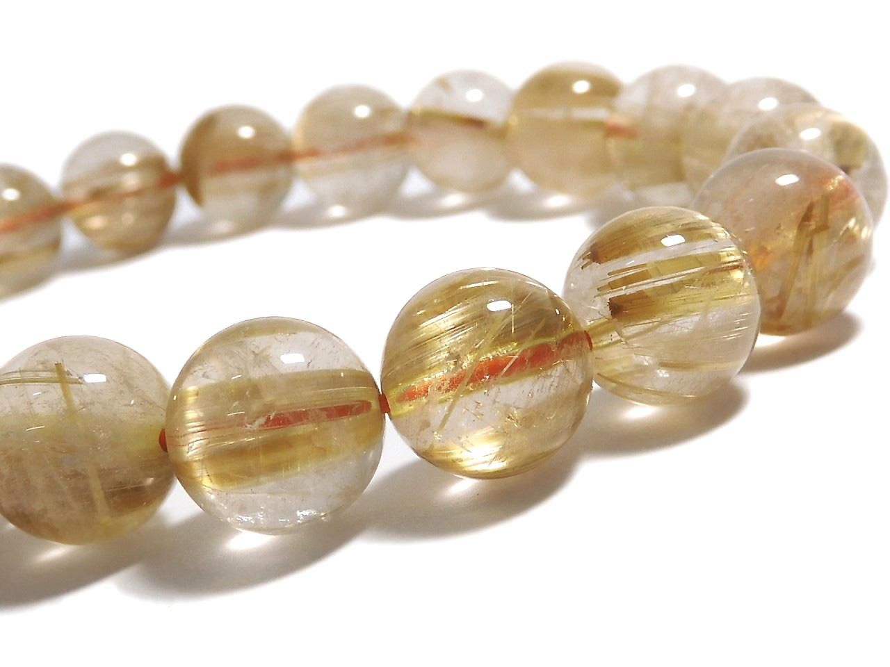 Rutilated Quartz AAA- Round 9.5mm 1strand beads (Bracelet) NO.9 [One of a kind]