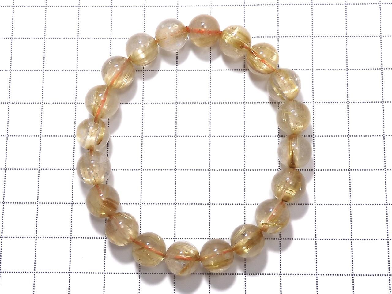 Rutilated Quartz AAA- Round 9.5mm 1strand beads (Bracelet) NO.9 [One of a kind]