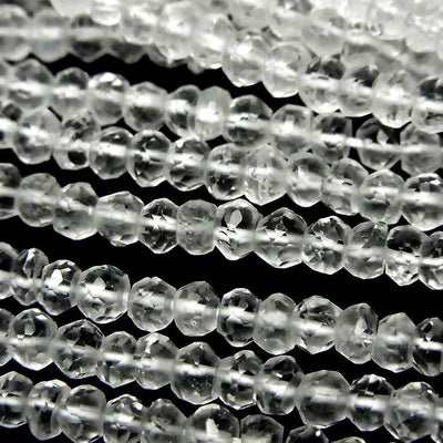 Crystal Quartz AAA- Faceted Button Rondelle 1strand beads (approx. 13 inches/32 cm)