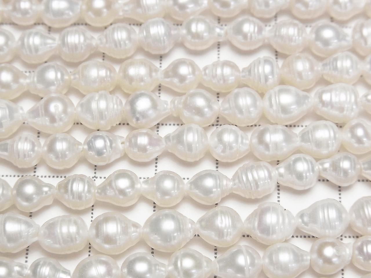 Fresh Water Pearls AA Bands Drop-Rice 7x6x6mm White 1strand beads (approx. 13inch/33cm)