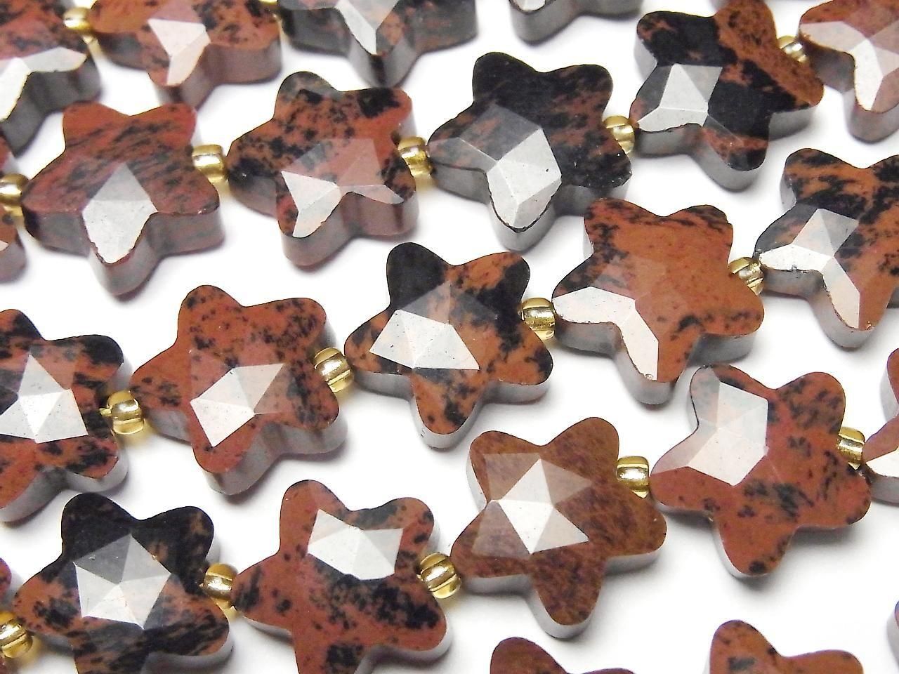Mahogany Obsidian Faceted Star 14x14mm half or 1strand beads (approx. 14 inches/34 cm)
