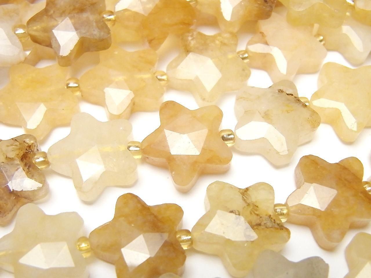 Yellow Hematoid Quartz Faceted Star 14x14mm half or 1strand beads (approx. 15 inches/36 cm)