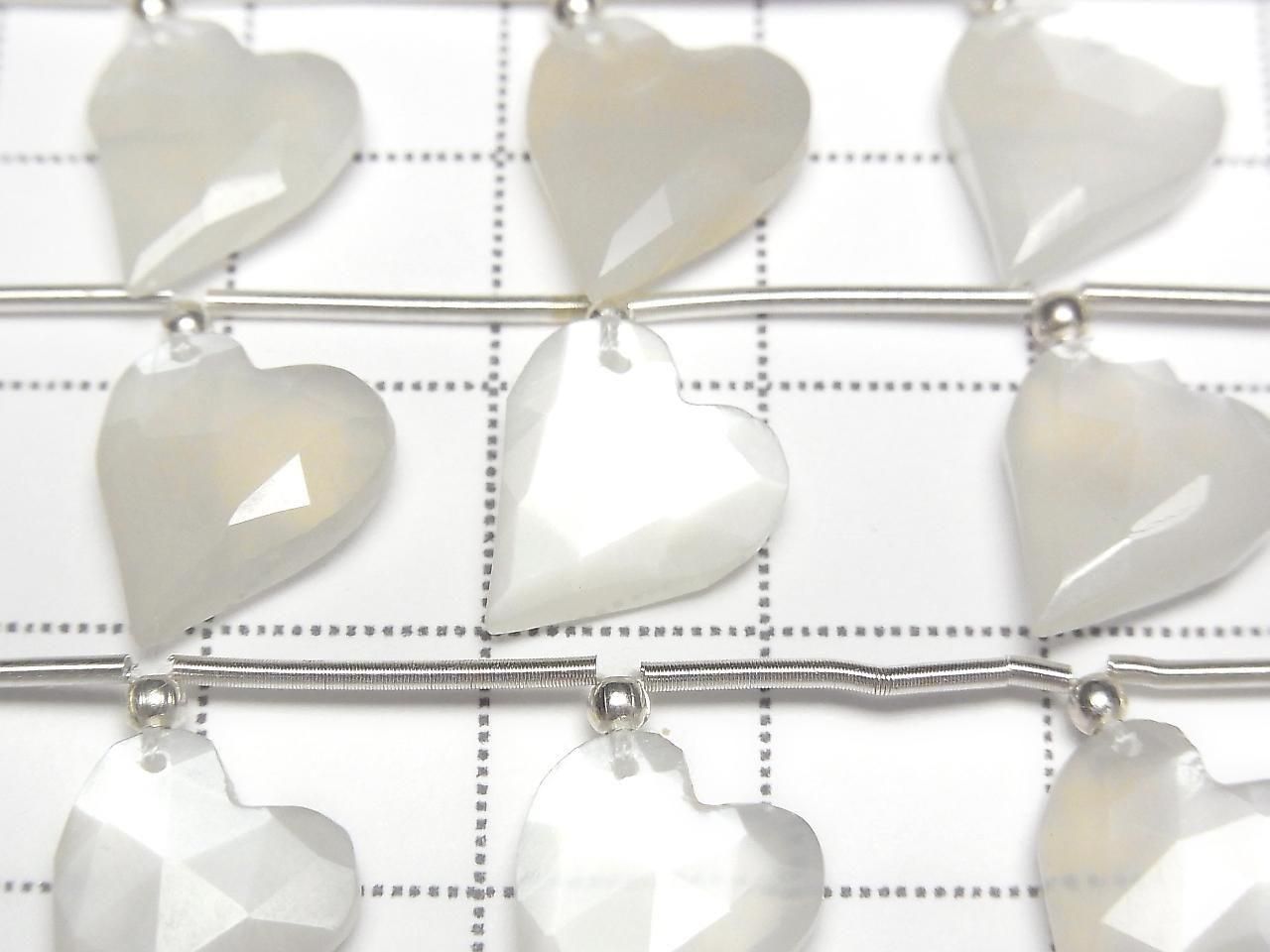 High Quality White Moonstone AA++ Heart Cut 12x11mm Half or 1strand beads (6pcs)