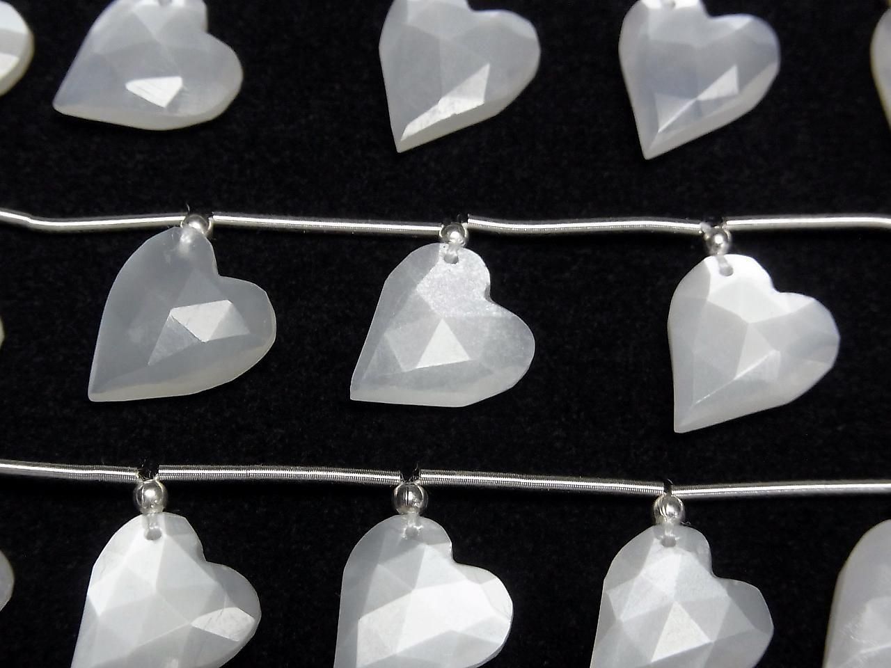 High Quality White Moonstone AA++ Heart Cut 12x11mm Half or 1strand beads (6pcs)