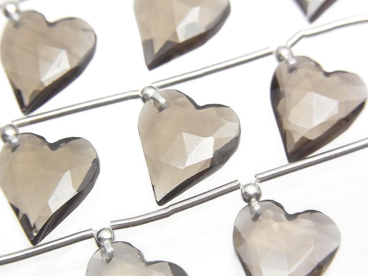 Smoky Quartz AAA Heart Cut 12x11mm [Medium Color] Half or 1strand beads (6pcs)