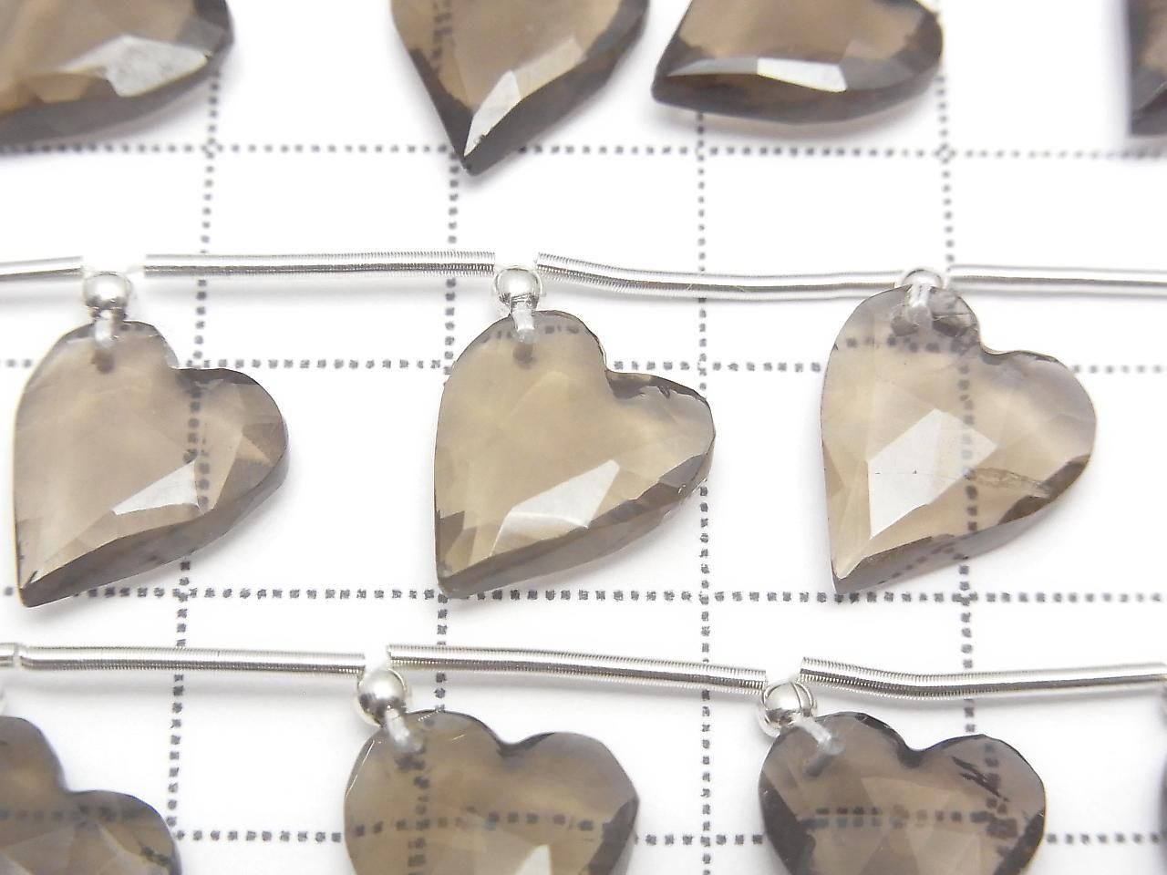Smoky Quartz AAA Heart Cut 12x11mm [Medium Color] Half or 1strand beads (6pcs)