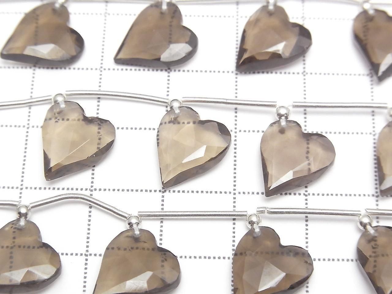 Smoky Quartz AAA Heart Cut 12x11mm [Medium Color] Half or 1strand beads (6pcs)