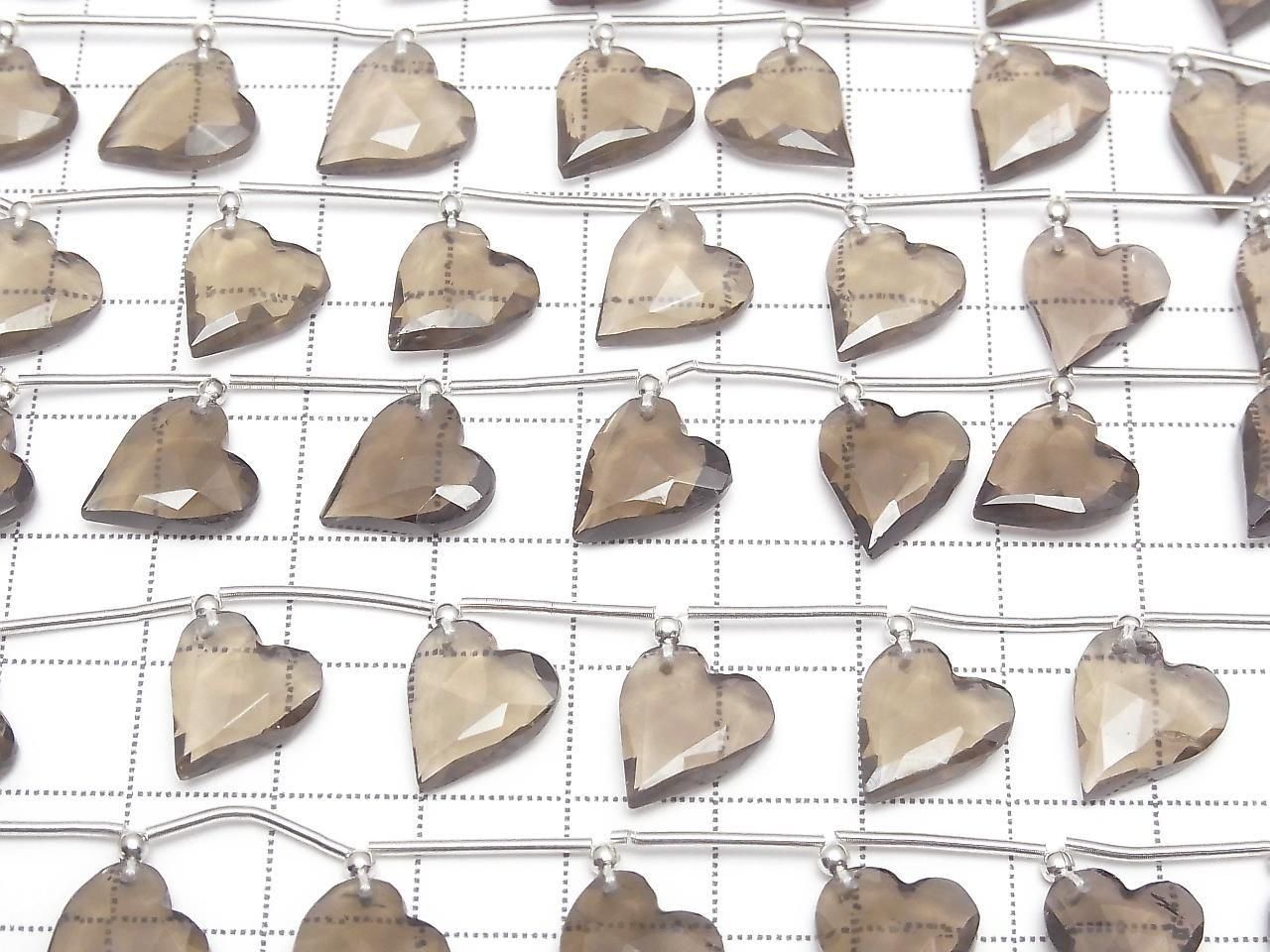 Smoky Quartz AAA Heart Cut 12x11mm [Medium Color] Half or 1strand beads (6pcs)