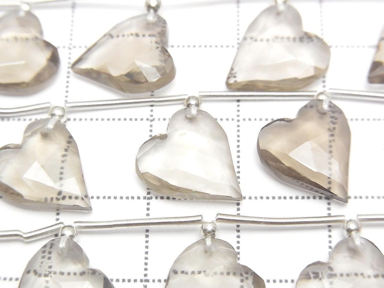 Smoky Quartz AAA Heart Cut 12x11mm [Light Color] Half or 1strand beads (6pcs)