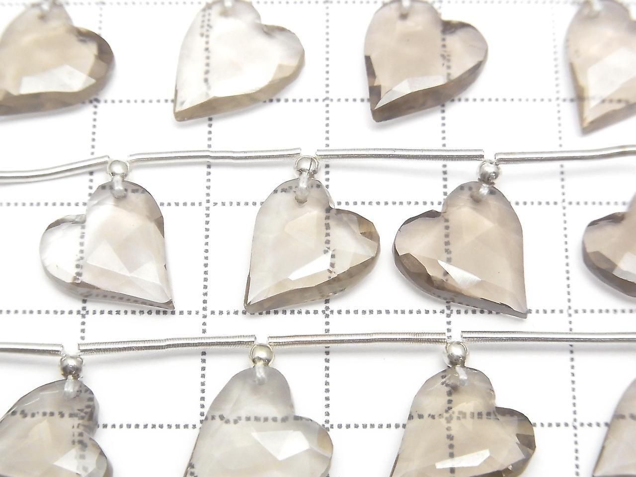 Smoky Quartz AAA Heart Cut 12x11mm [Light Color] Half or 1strand beads (6pcs)
