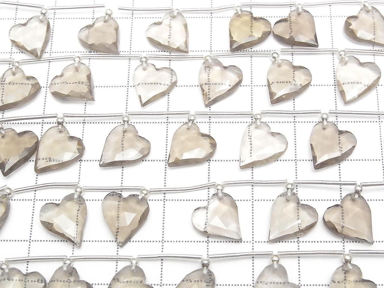 Smoky Quartz AAA Heart Cut 12x11mm [Light Color] Half or 1strand beads (6pcs)