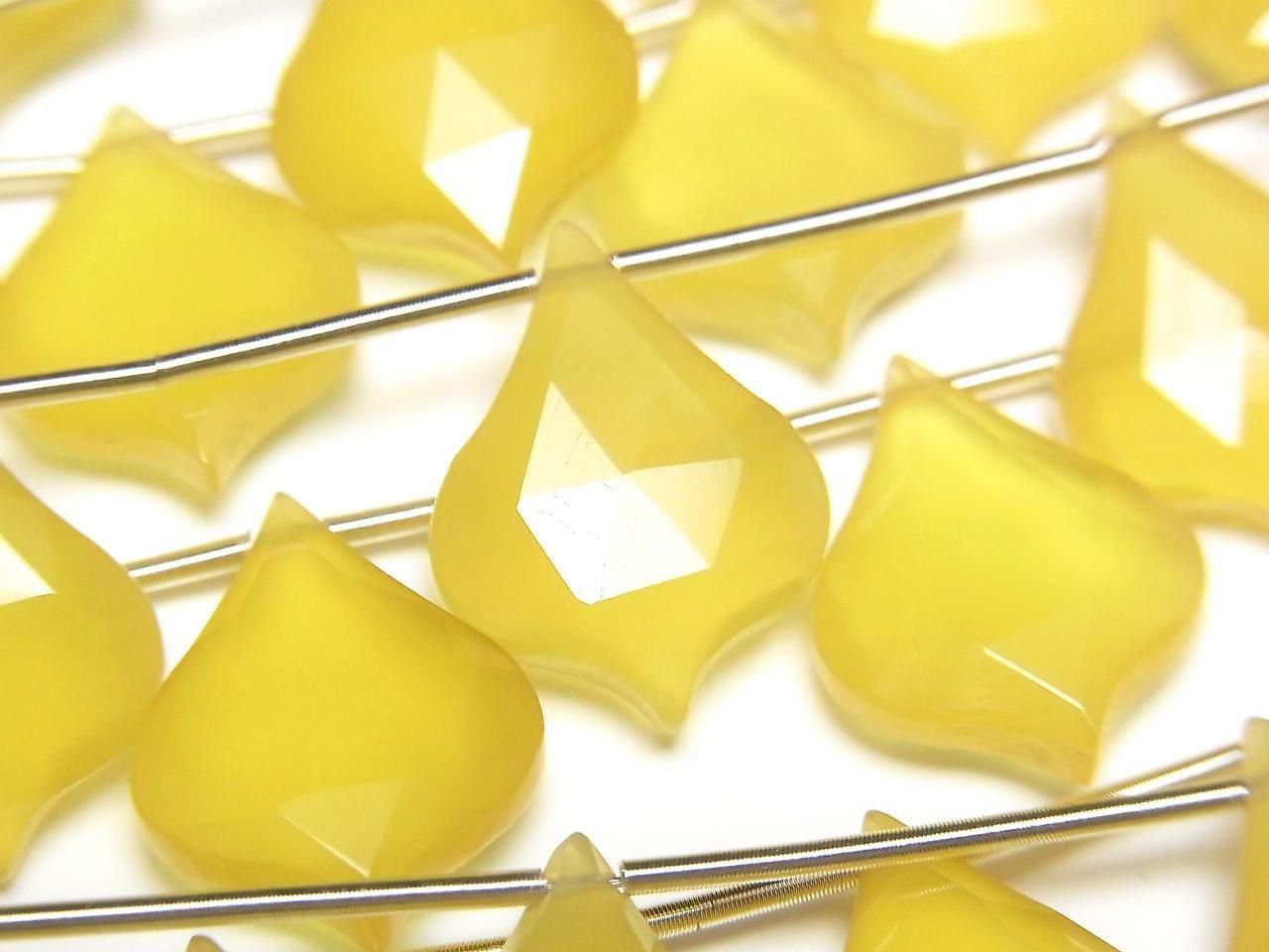 Yellow chalcedony Lantern Shape cut 16x12mm 1strand beads (5pcs)