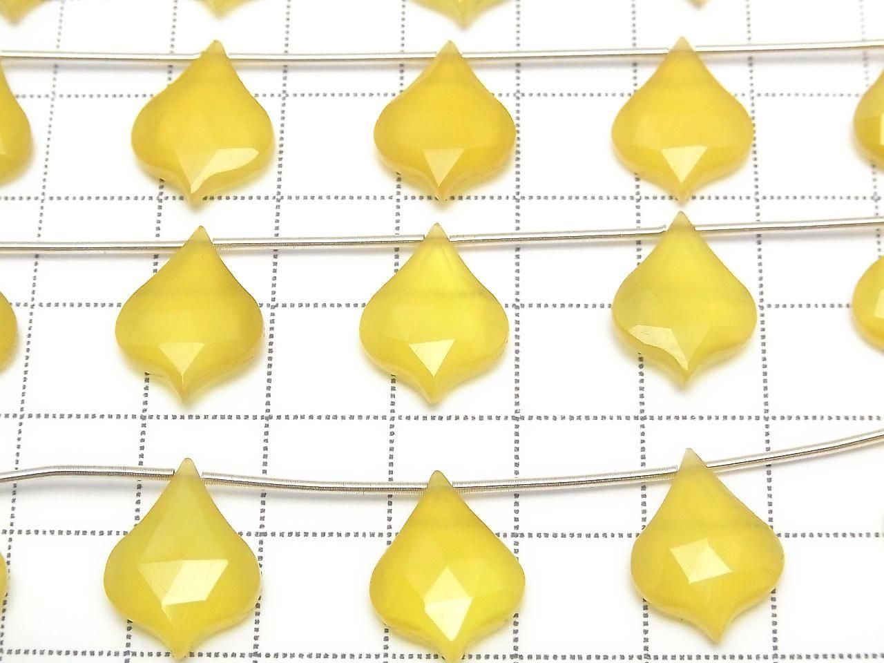 Yellow chalcedony Lantern Shape cut 16x12mm 1strand beads (5pcs)