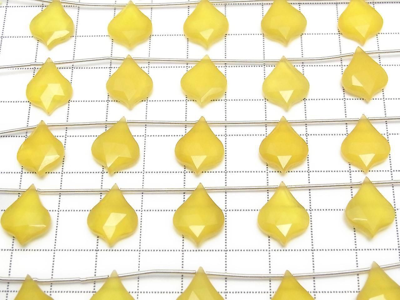 Yellow chalcedony Lantern Shape cut 16x12mm 1strand beads (5pcs)
