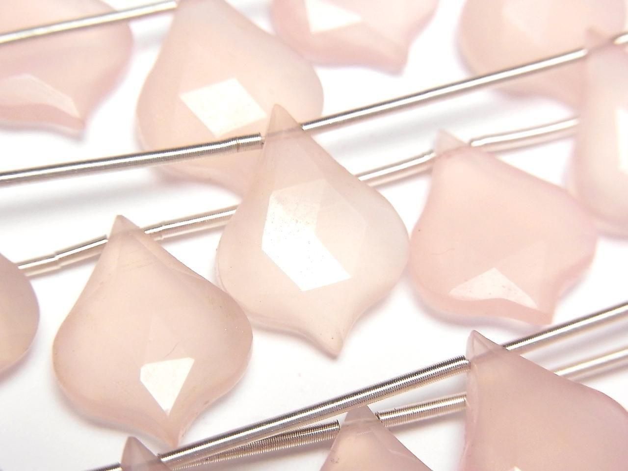 Pink chalcedony Lantern Shape cut 16x12mm 1strand beads (5pcs)