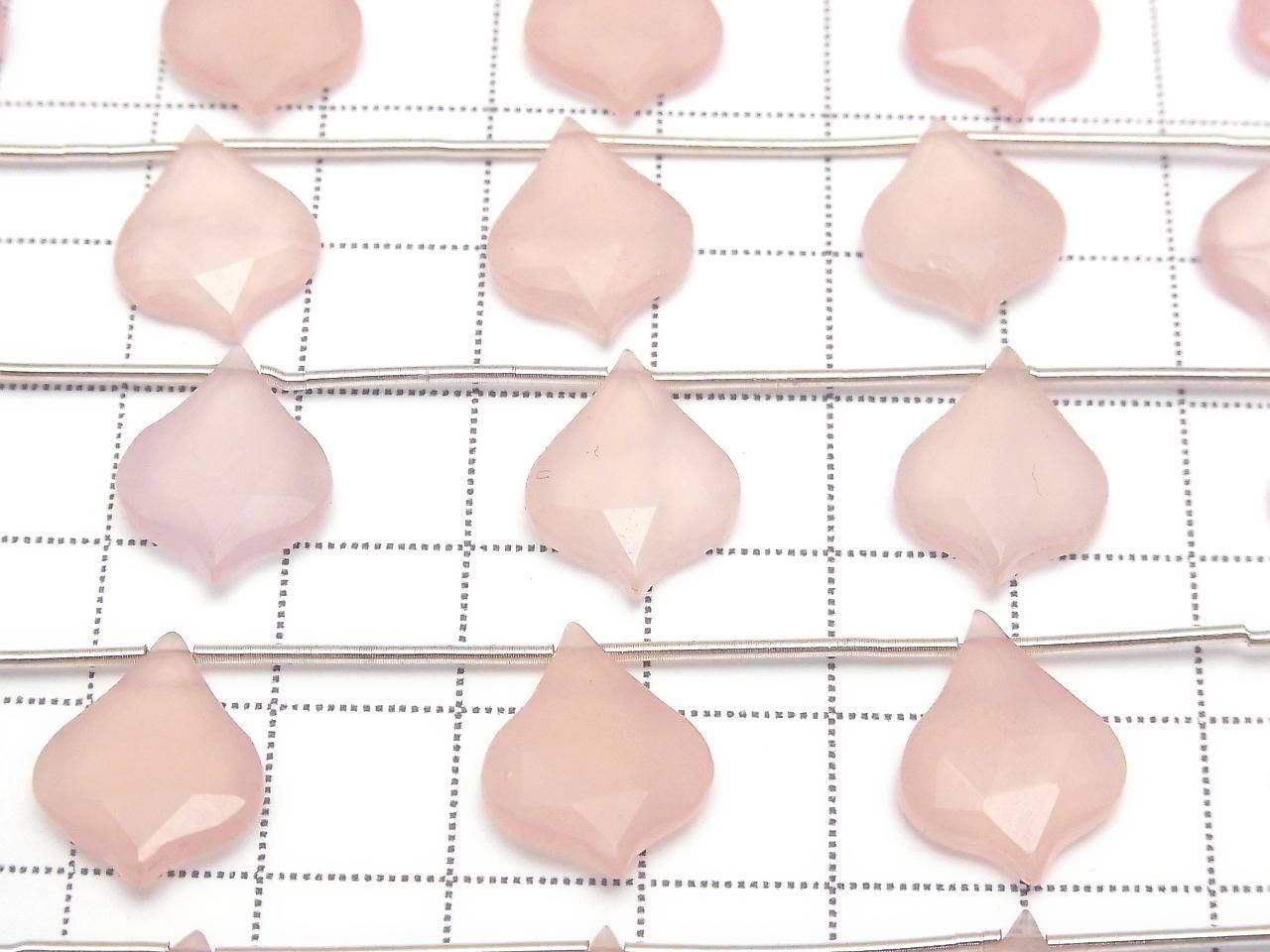Pink chalcedony Lantern Shape cut 16x12mm 1strand beads (5pcs)
