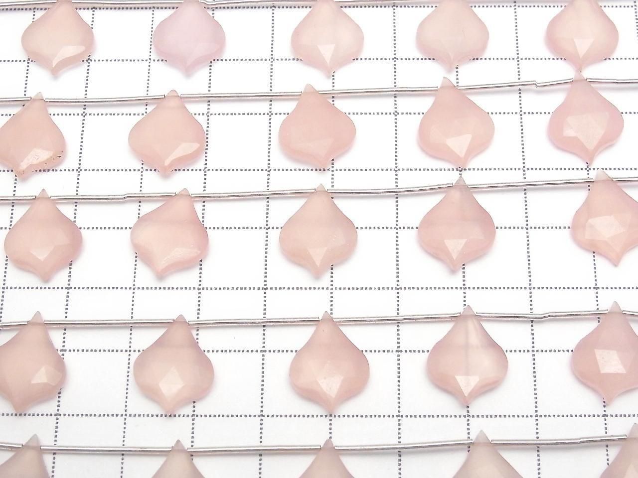 Pink chalcedony Lantern Shape cut 16x12mm 1strand beads (5pcs)
