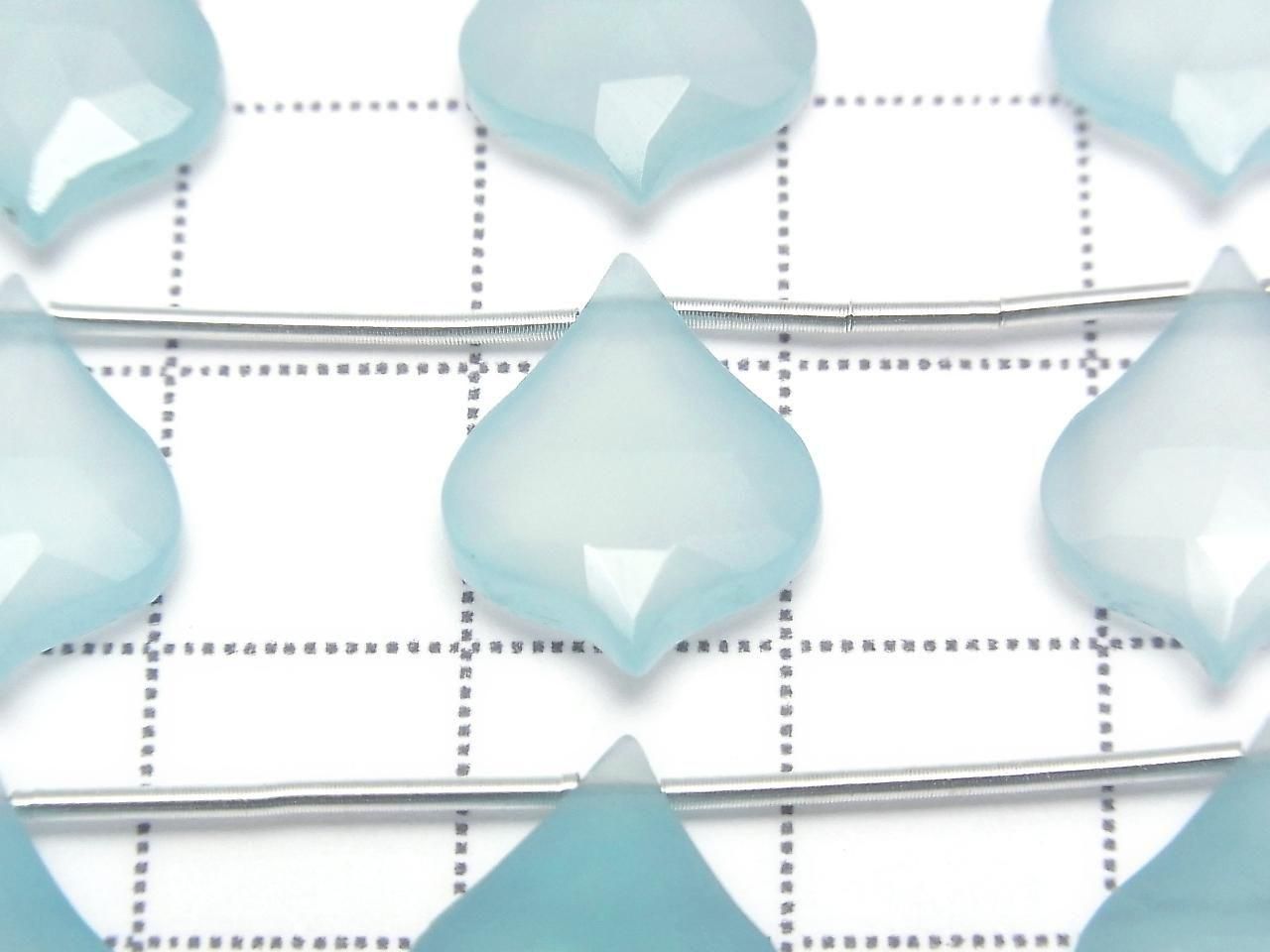 Sea Blue Chalcedony Lantern Shape Cut 16x12mm 1strand beads (5pcs)