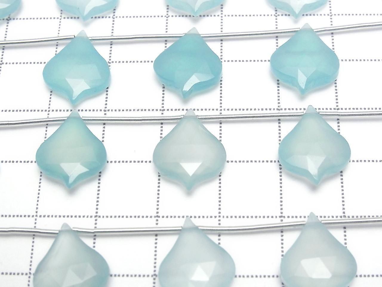 Sea Blue Chalcedony Lantern Shape Cut 16x12mm 1strand beads (5pcs)