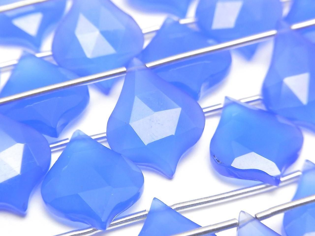 Blue chalcedony Lantern Shape cut 16x12mm 1strand beads (5pcs)