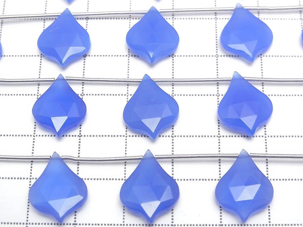 Blue chalcedony Lantern Shape cut 16x12mm 1strand beads (5pcs)