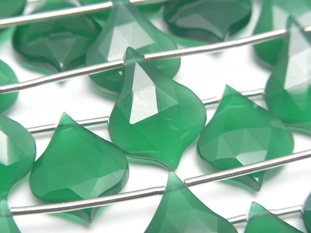 Green Onyx Lantern Shape Cut 16x12mm 1strand beads (5pcs)