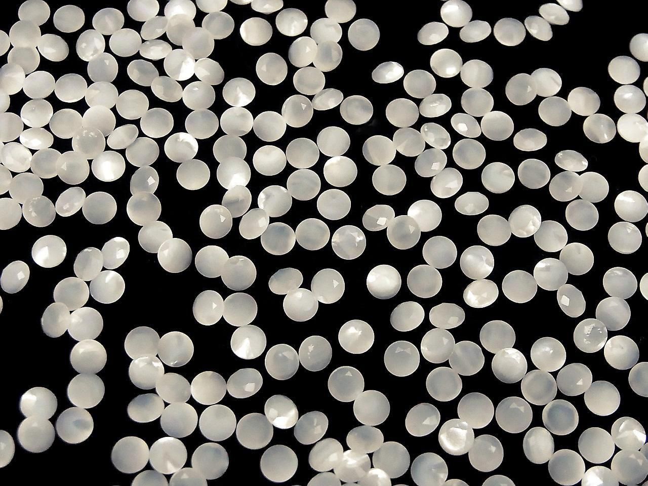 White Shell (Silver-lip Oyster) AAA Loose Stone Round Faceted 4x4mm 10pcs