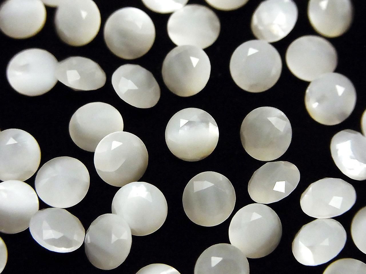 White Shell (Silver-lip Oyster) AAA Loose Stone Round Faceted 6x6mm 5pcs