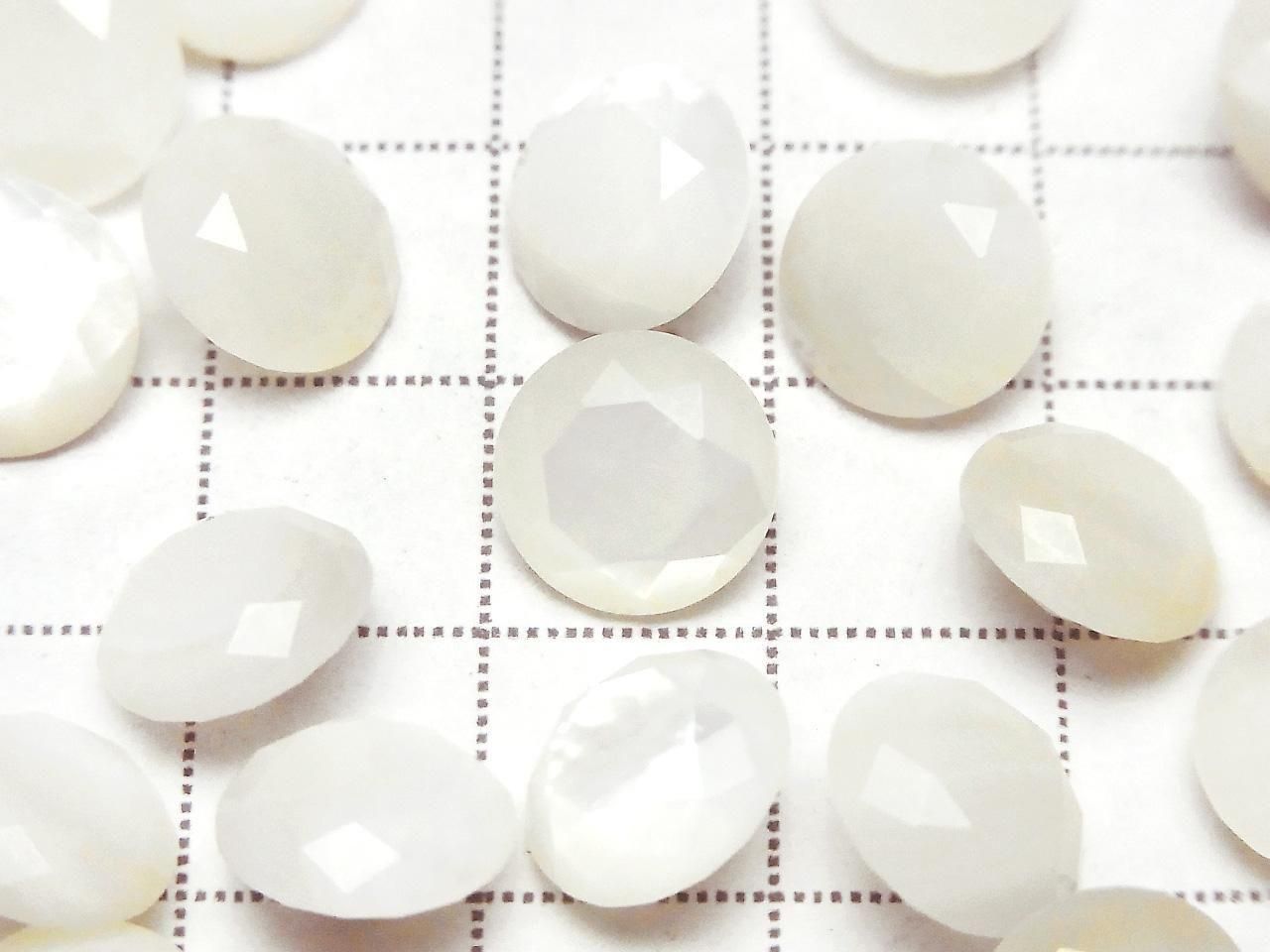 White Shell (Silver-lip Oyster) AAA Loose Stone Round Faceted 10x10mm 5pcs
