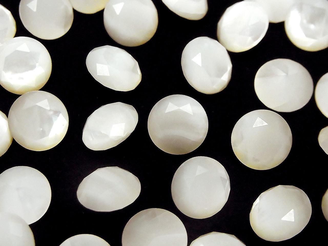 White Shell (Silver-lip Oyster) AAA Loose Stone Round Faceted 10x10mm 5pcs