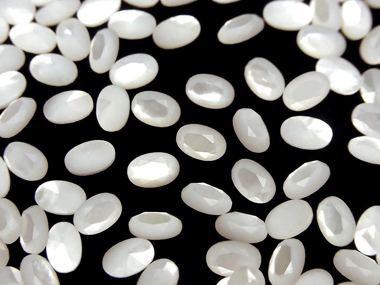White Shell (Silver-lip Oyster) AAA Loose Stone Oval Faceted 6x4mm 5pcs