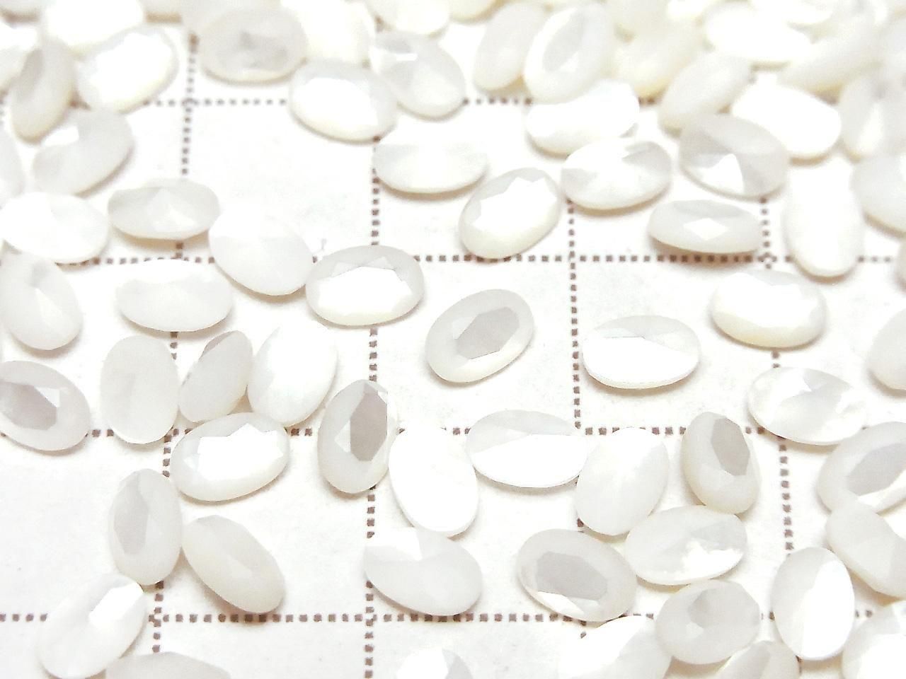 White Shell (Silver-lip Oyster) AAA Loose Stone Oval Faceted 6x4mm 5pcs
