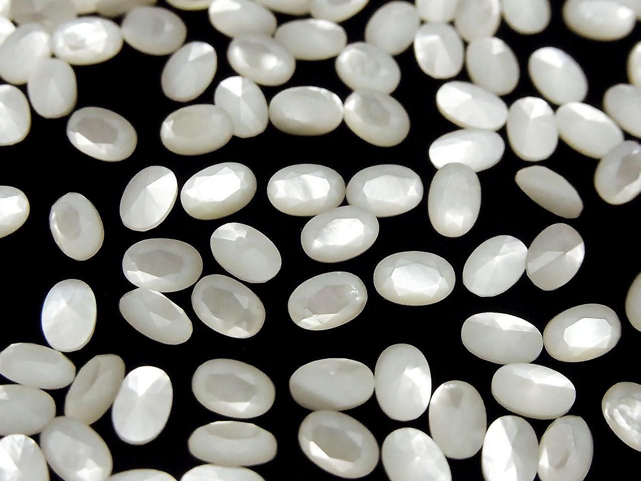 White Shell (Silver-lip Oyster) AAA Loose Stone Oval Faceted 6x4mm 5pcs