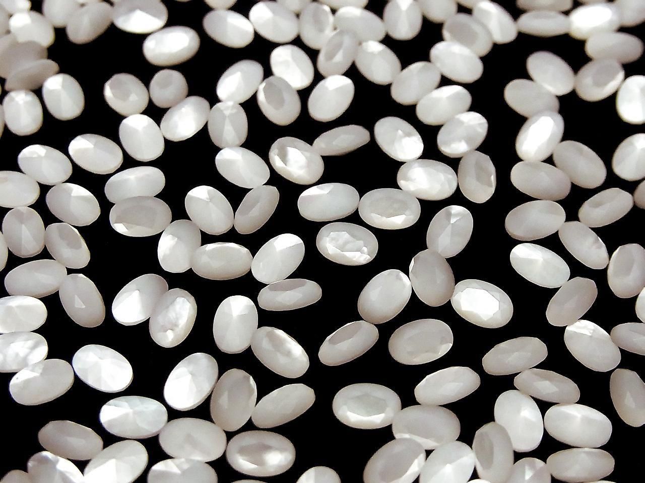 White Shell (Silver-lip Oyster) AAA Loose Stone Oval Faceted 6x4mm 5pcs