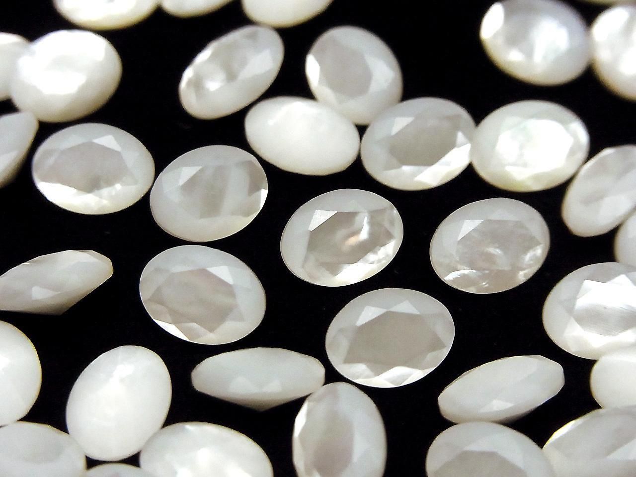 White Shell (Silver-lip Oyster) AAA Loose Stone Oval Faceted 8x6mm 5pcs