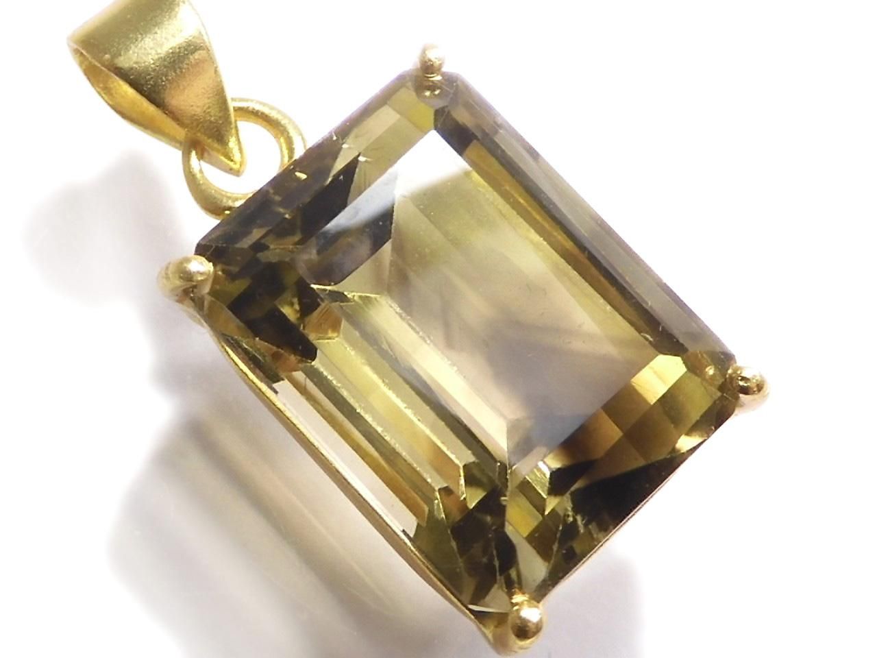 Lemon x Smoky Quartz AAA- Pendant 18KGP NO.49 [One of a kind]